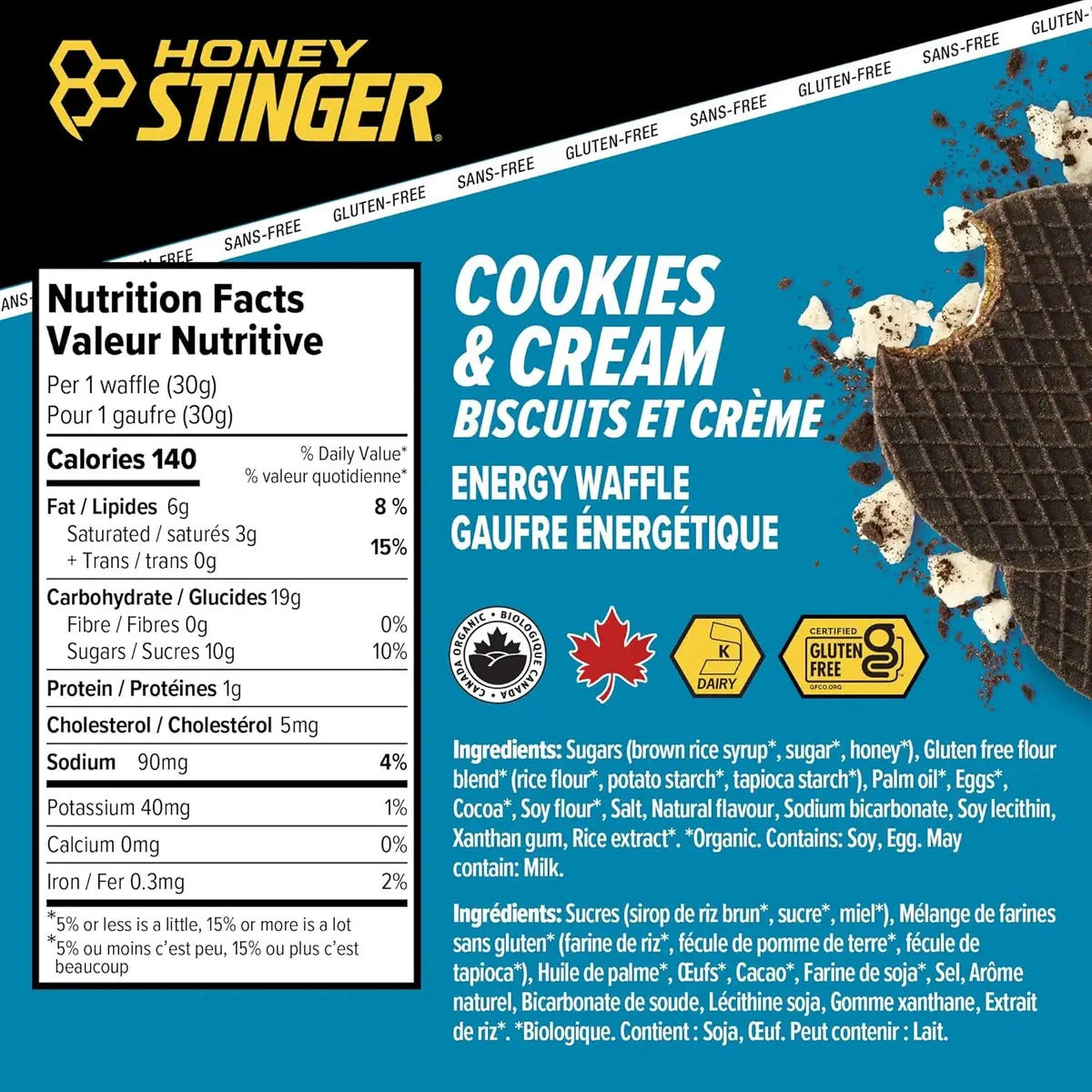 Waffles Honey Stinger Energético Sabor Cookies & Cream
