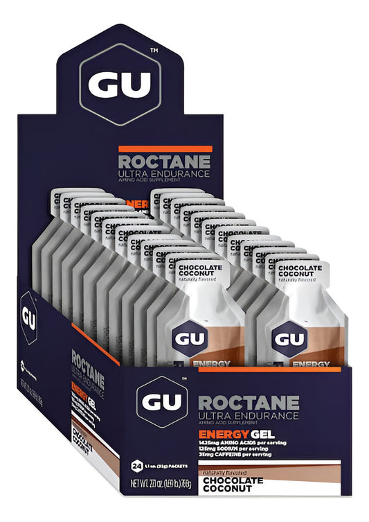Caja de Gel Gu Roctane Sabor Chocolate Coconut De 24 Sobres