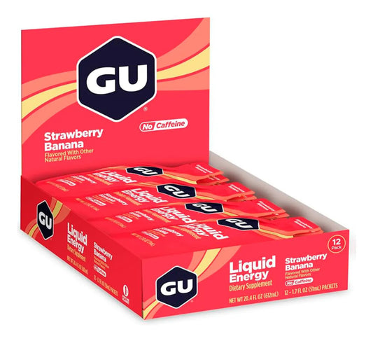 Gel Gu Energy Liquido Sabor Fresa Banana Sin Cafeina 12pz