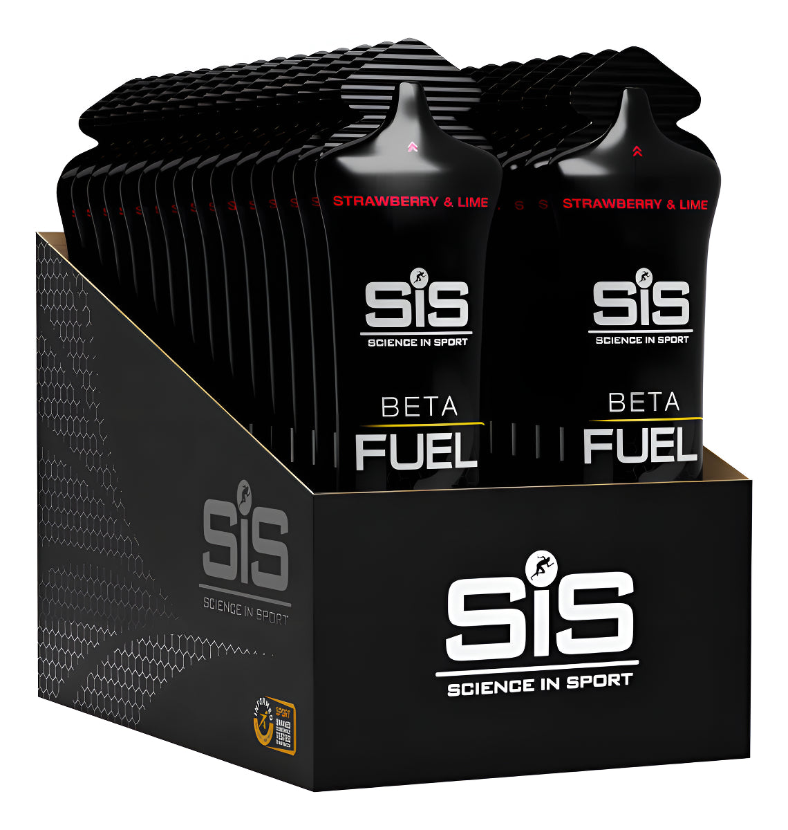 Gel Sis Beta Fuel, 6 Pack De 60 Ml, Sabor A Fresa Y Limón